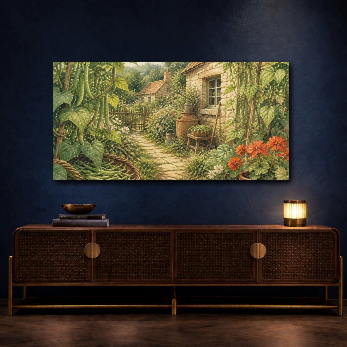 Mockup 4. Rustic Cottage Garden Path shown as canvas print