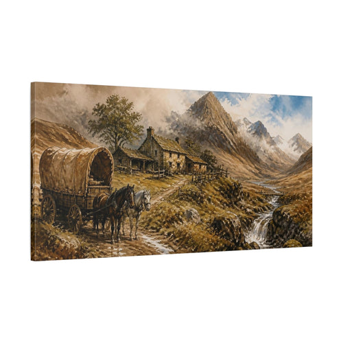 Main Mockup. Rustic Covered Wagon shown as canvas print