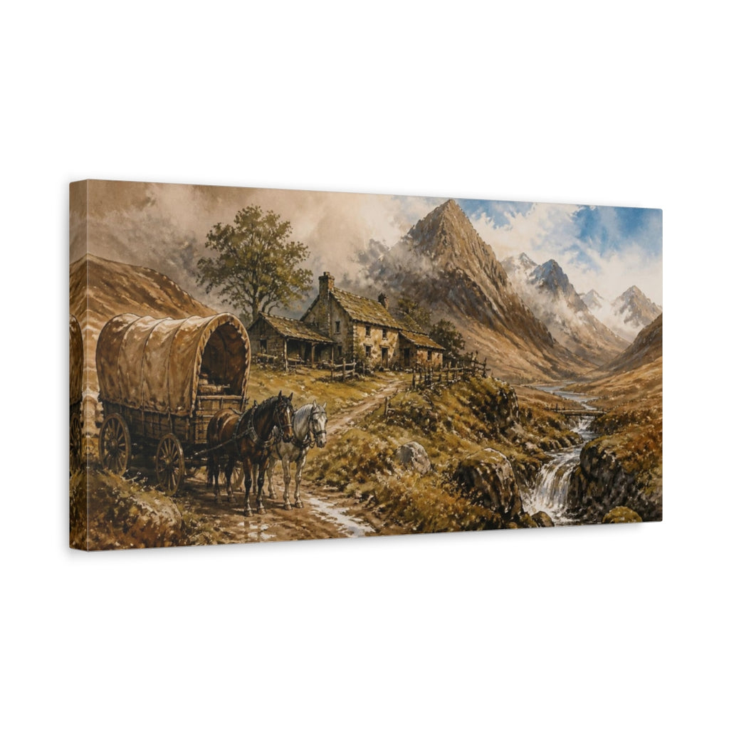 Side Mockup 3. Rustic Covered Wagon shown as canvas print