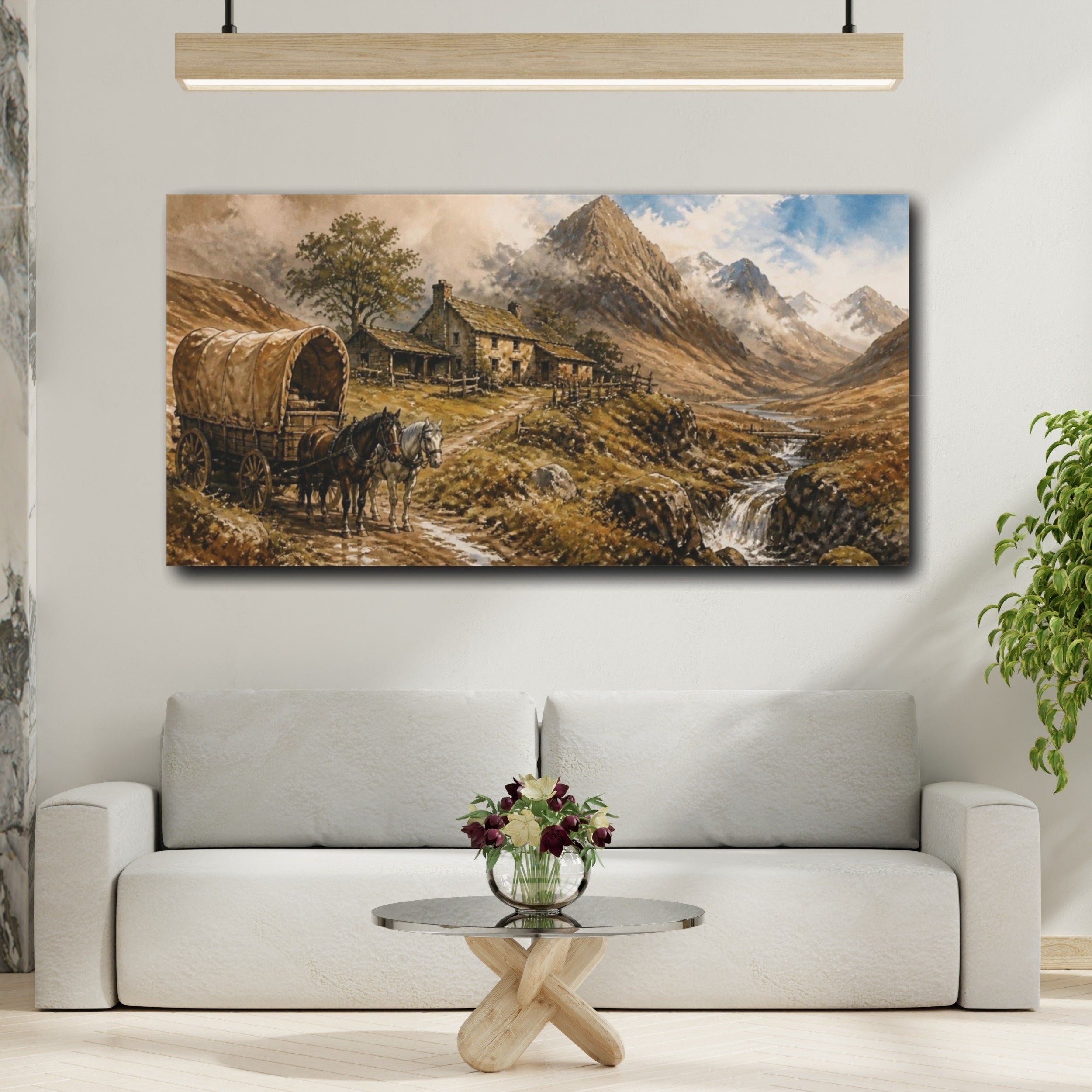 Mockup 2. Rustic Covered Wagon shown as canvas print