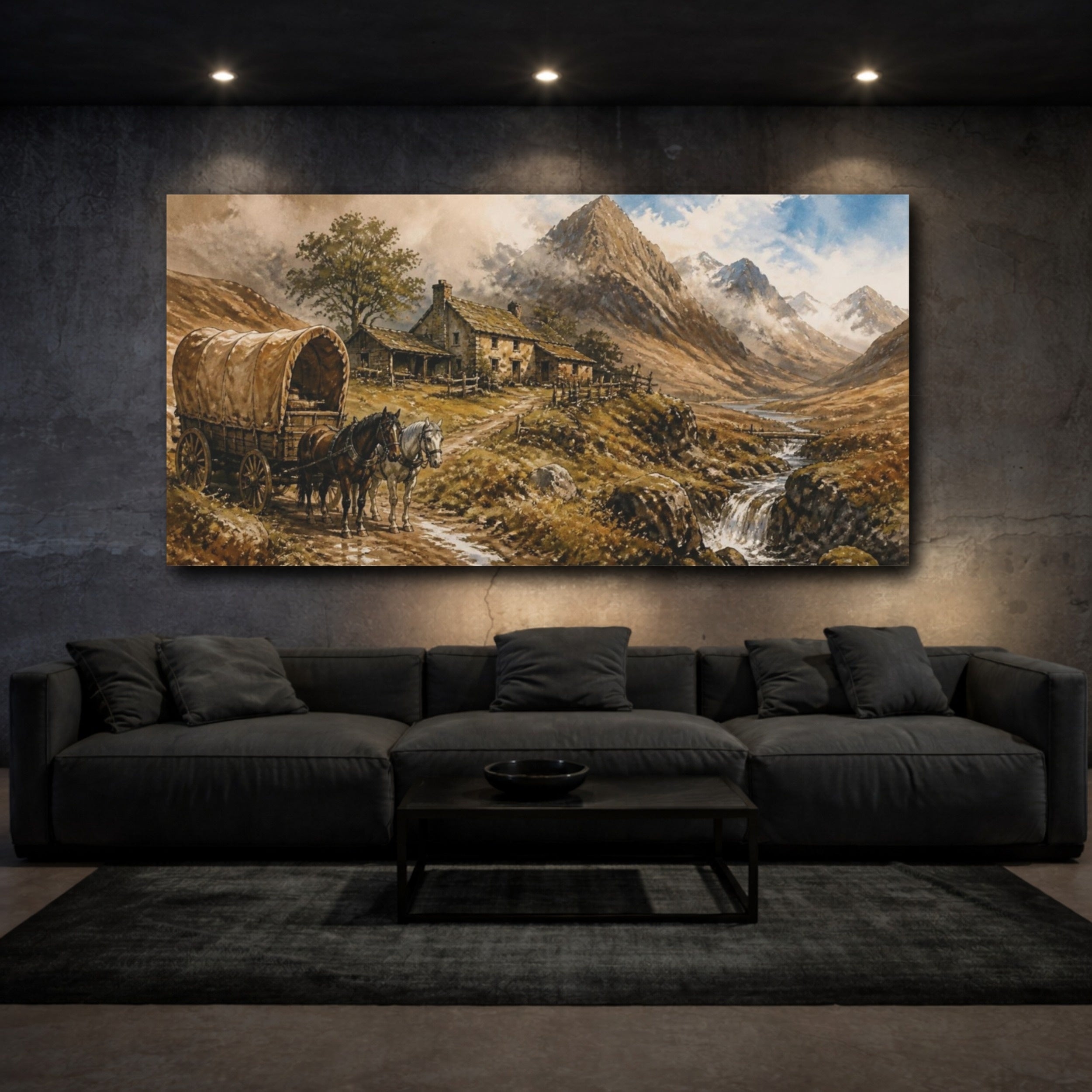 Mockup 3. Rustic Covered Wagon shown as canvas print
