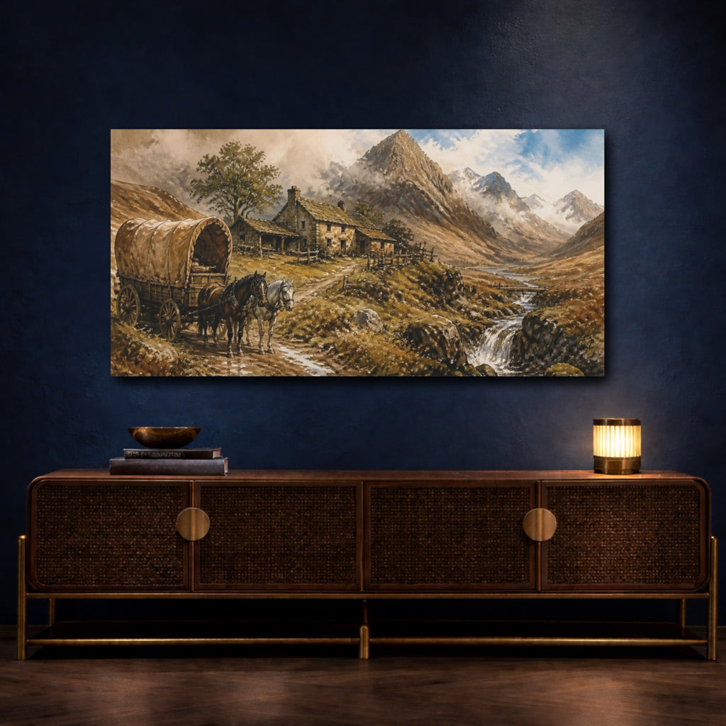 Mockup 4. Rustic Covered Wagon shown as canvas print