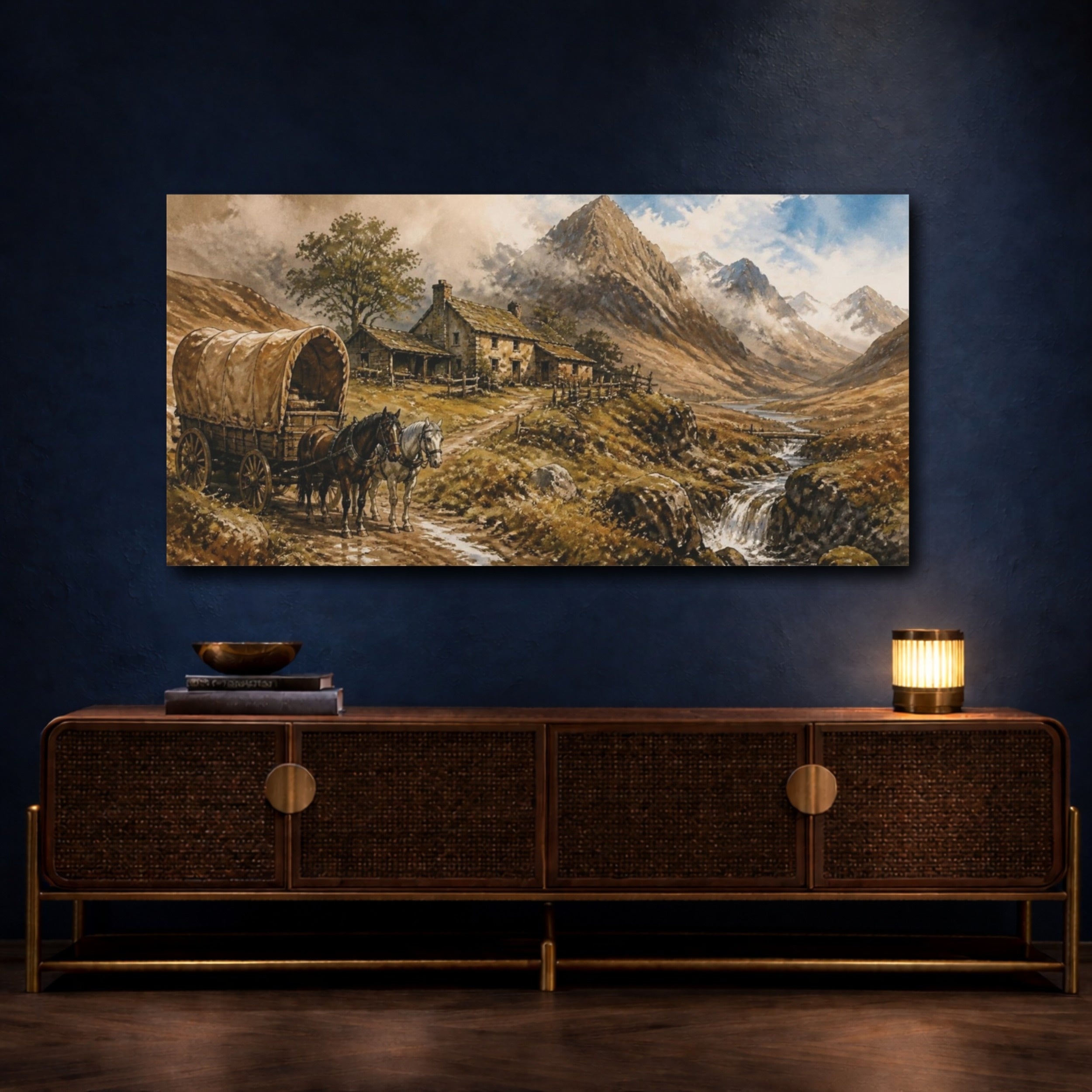 Mockup 4. Rustic Covered Wagon shown as canvas print