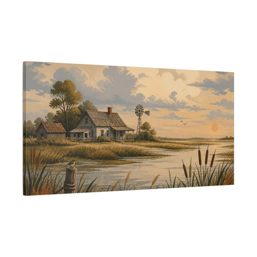 Main Mockup. Rustic Farmhouse Sunset shown as canvas print