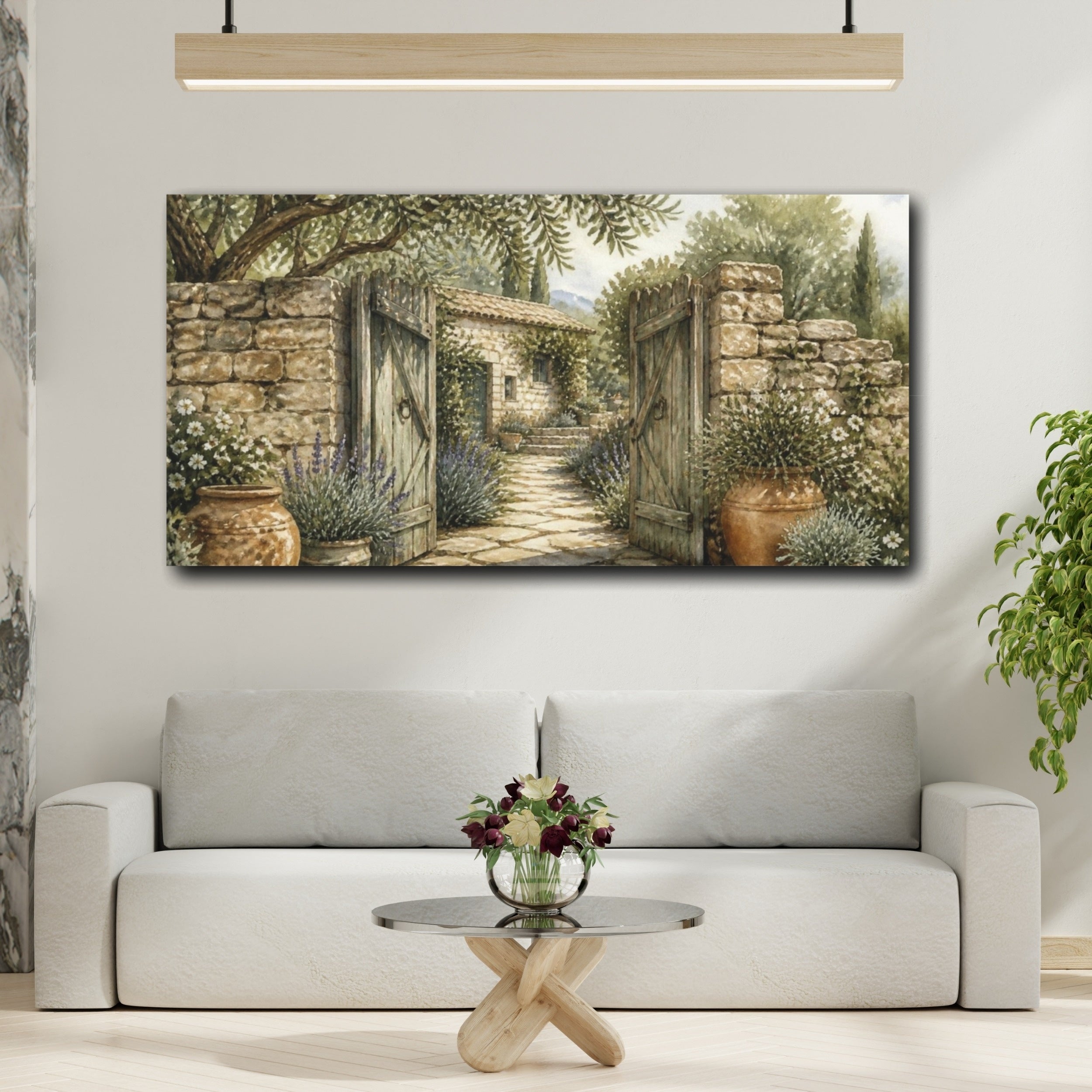 Mockup 2. Rustic Garden Gate shown as canvas print