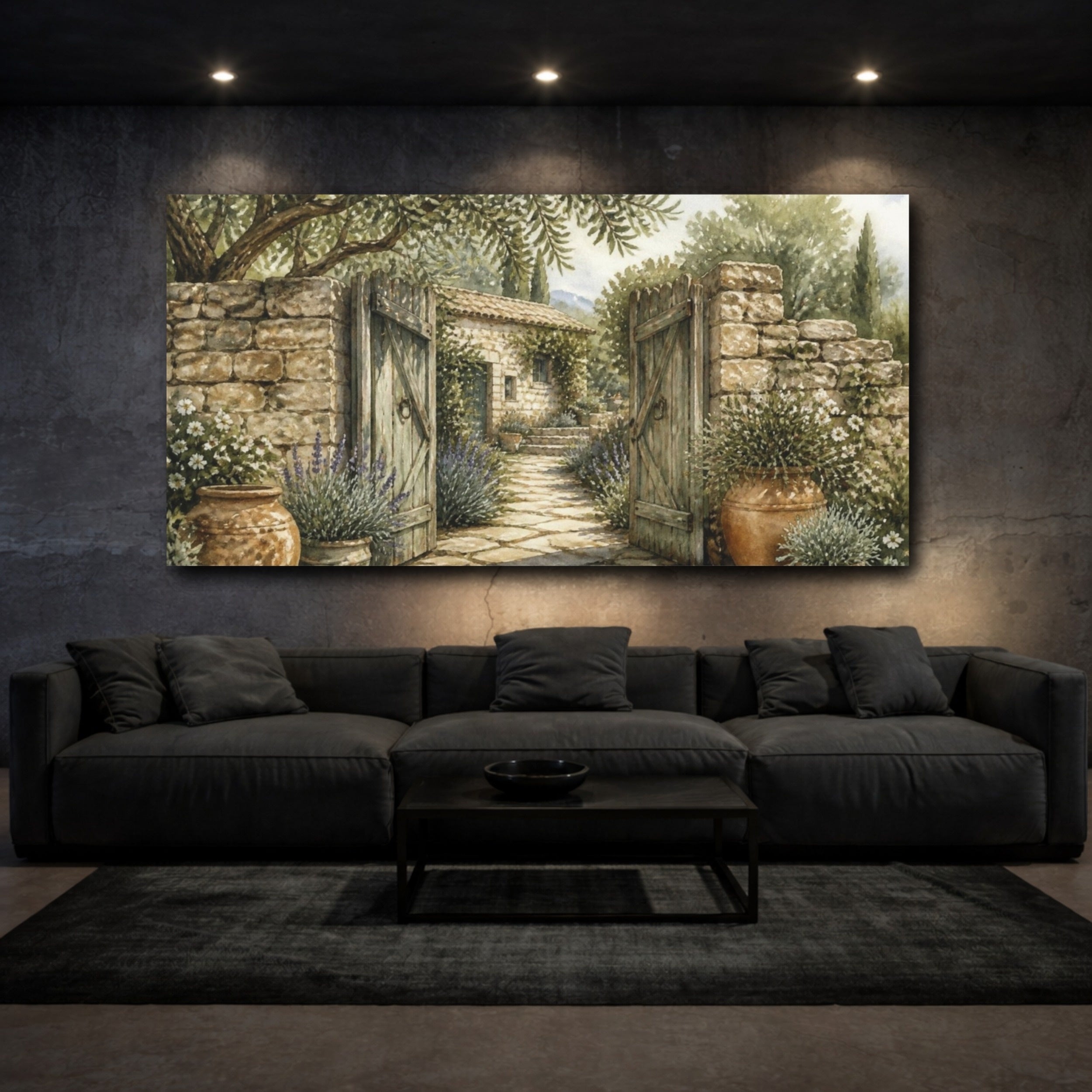 Mockup 3. Rustic Garden Gate shown as canvas print