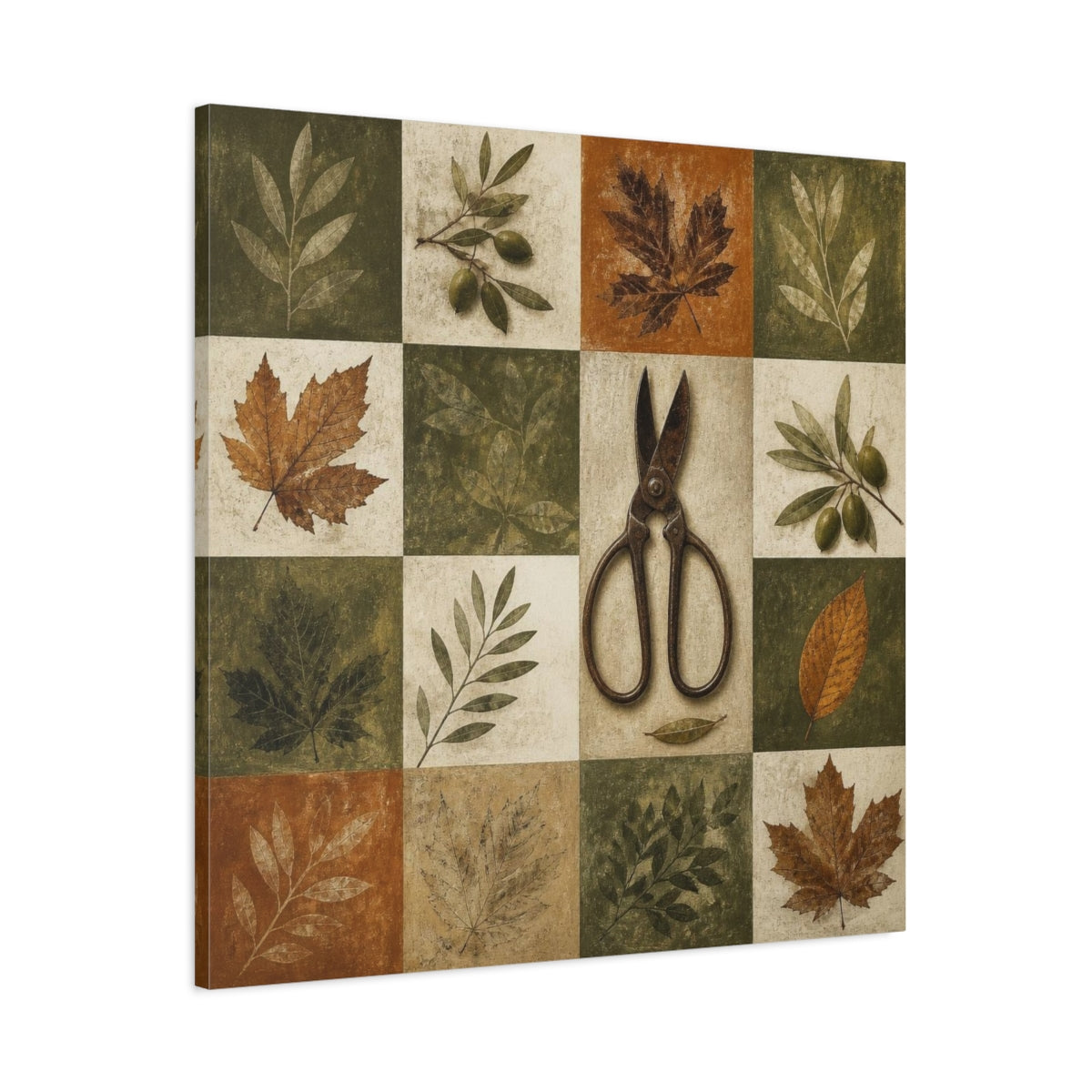 Main Mockup. Rustic Garden Shears shown as canvas print