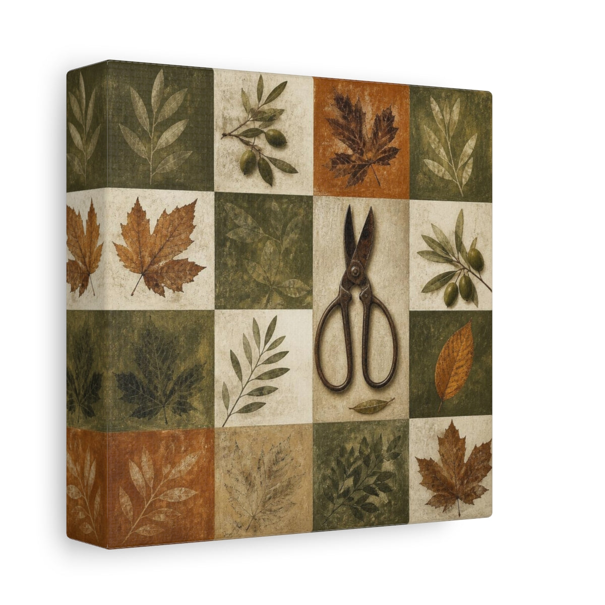 Side Mockup 2. Rustic Garden Shears shown as canvas print
