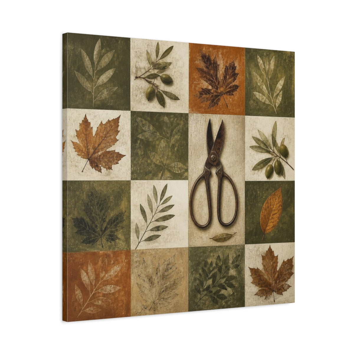 Side Mockup 3. Rustic Garden Shears shown as canvas print