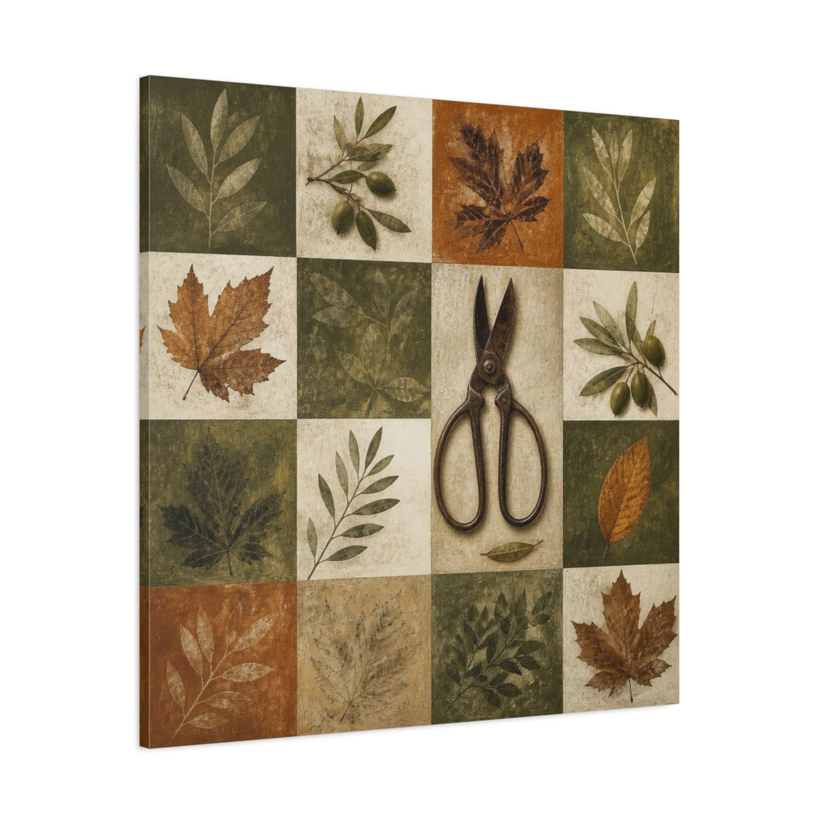 Side Mockup 1. Rustic Garden Shears shown as canvas print