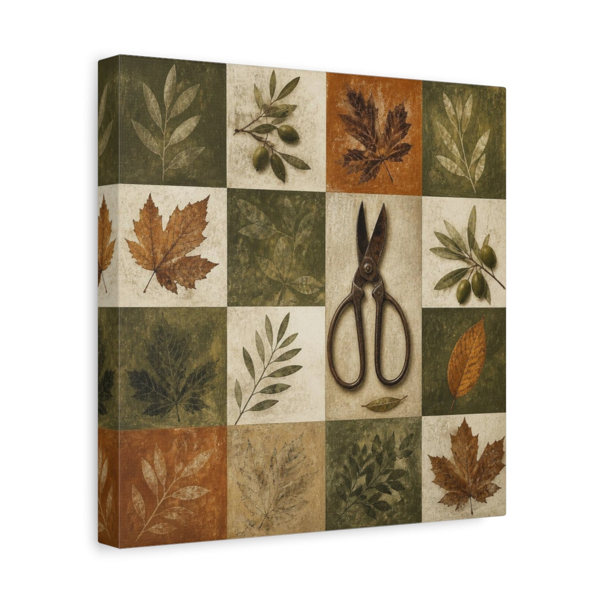 Side Mockup 8. Rustic Garden Shears shown as canvas print