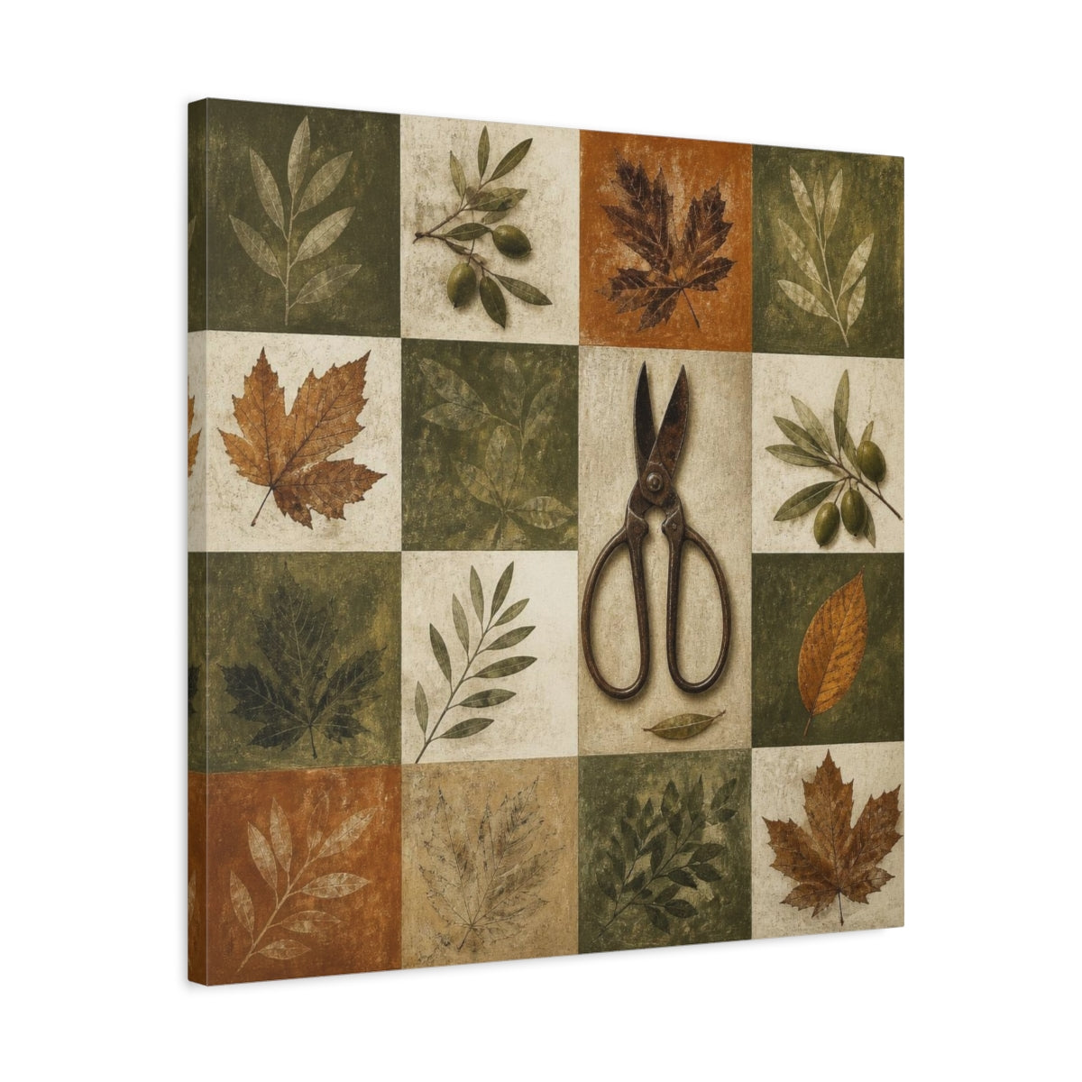 Side Mockup 4. Rustic Garden Shears shown as canvas print