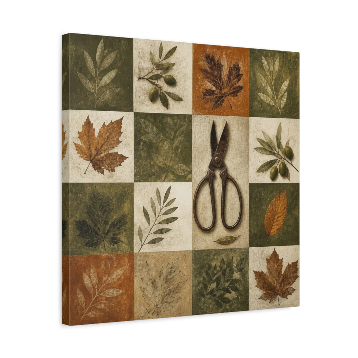 Side Mockup 5. Rustic Garden Shears shown as canvas print