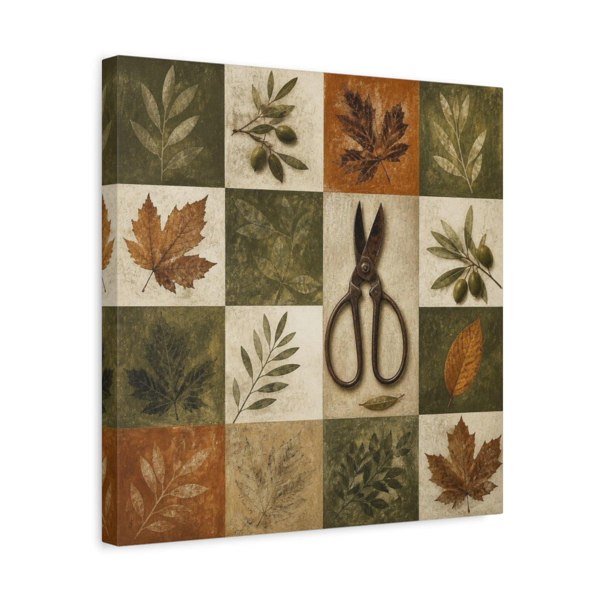 Side Mockup 6. Rustic Garden Shears shown as canvas print