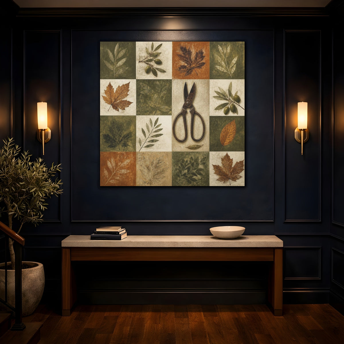 Mockup 4. Rustic Garden Shears shown as canvas print