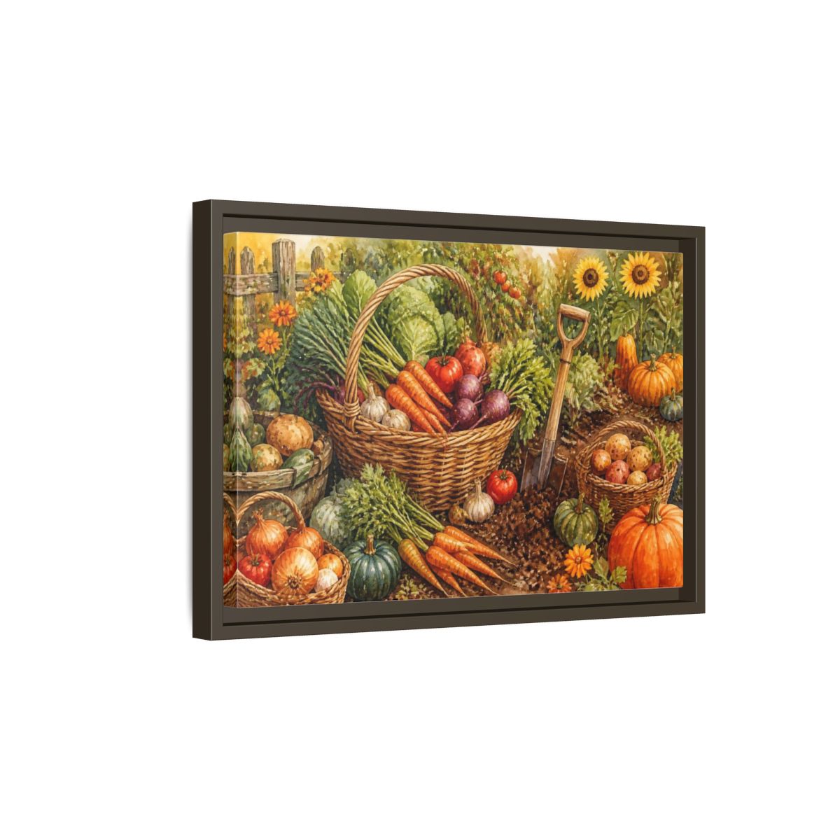Side Mockup 5. Rustic Harvest Basket shown as framed canvas print