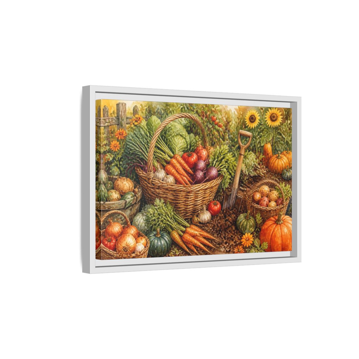 Side Mockup 4. Rustic Harvest Basket shown as framed canvas print