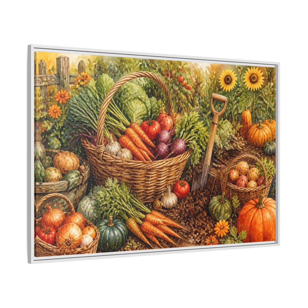 Side Mockup 7. Rustic Harvest Basket shown as framed canvas print