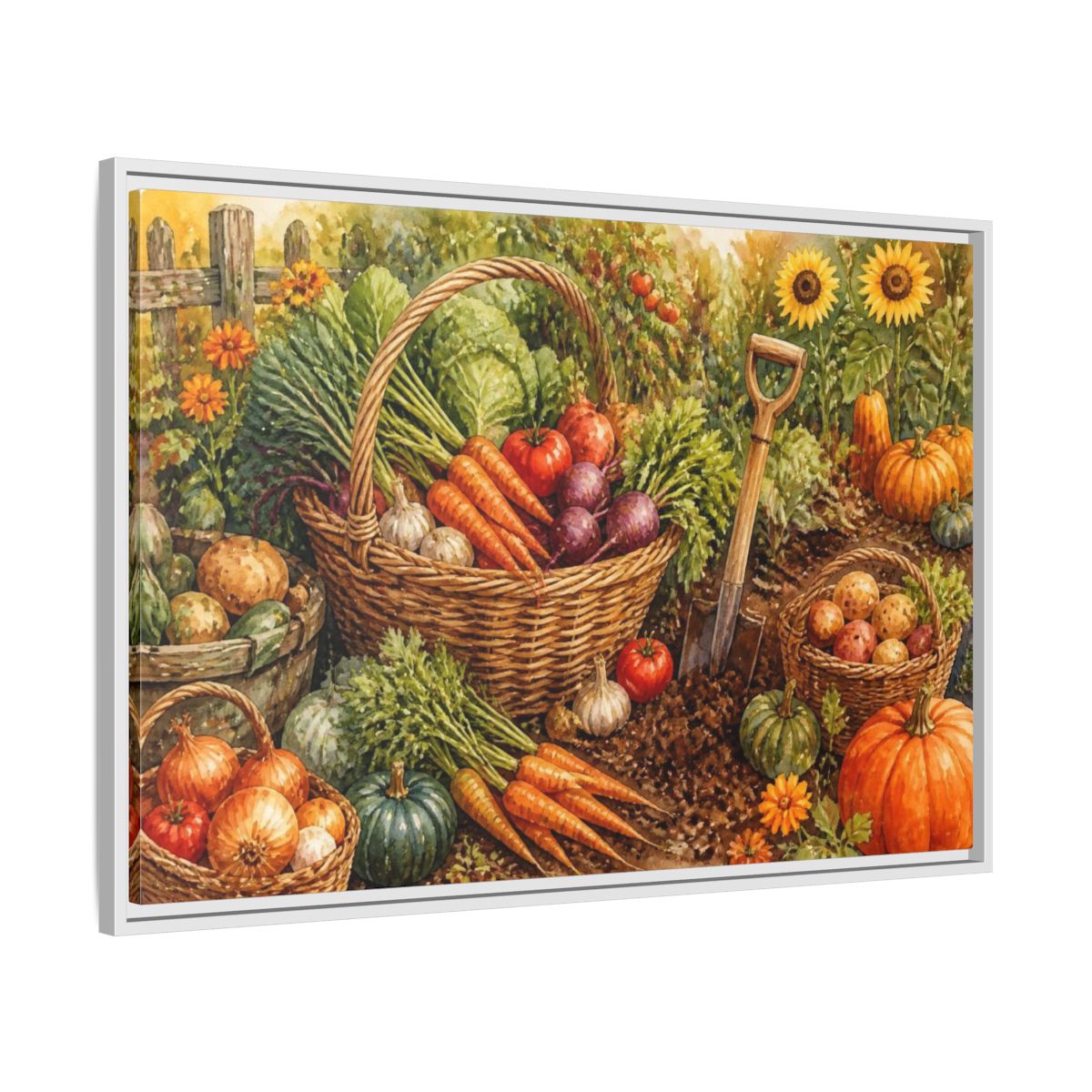 Side Mockup 9. Rustic Harvest Basket shown as framed canvas print