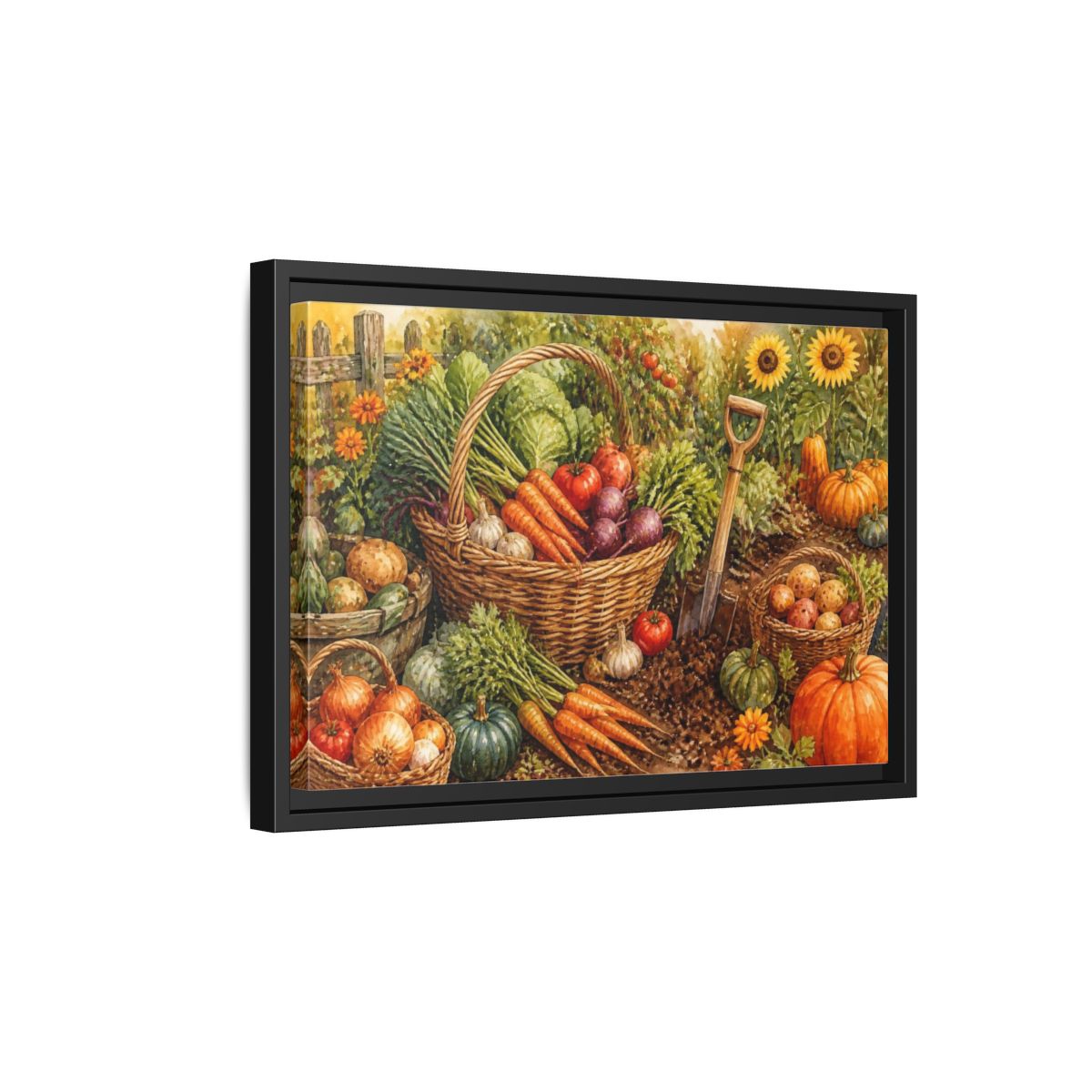 Side Mockup 6. Rustic Harvest Basket shown as framed canvas print