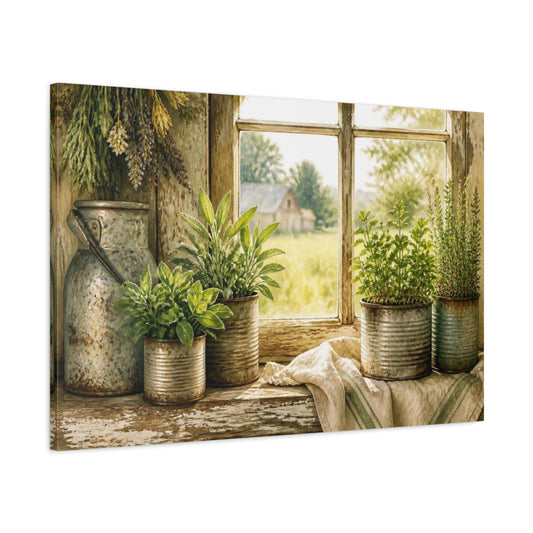 Main Mockup. Rustic Herb Tin Display shown as canvas print