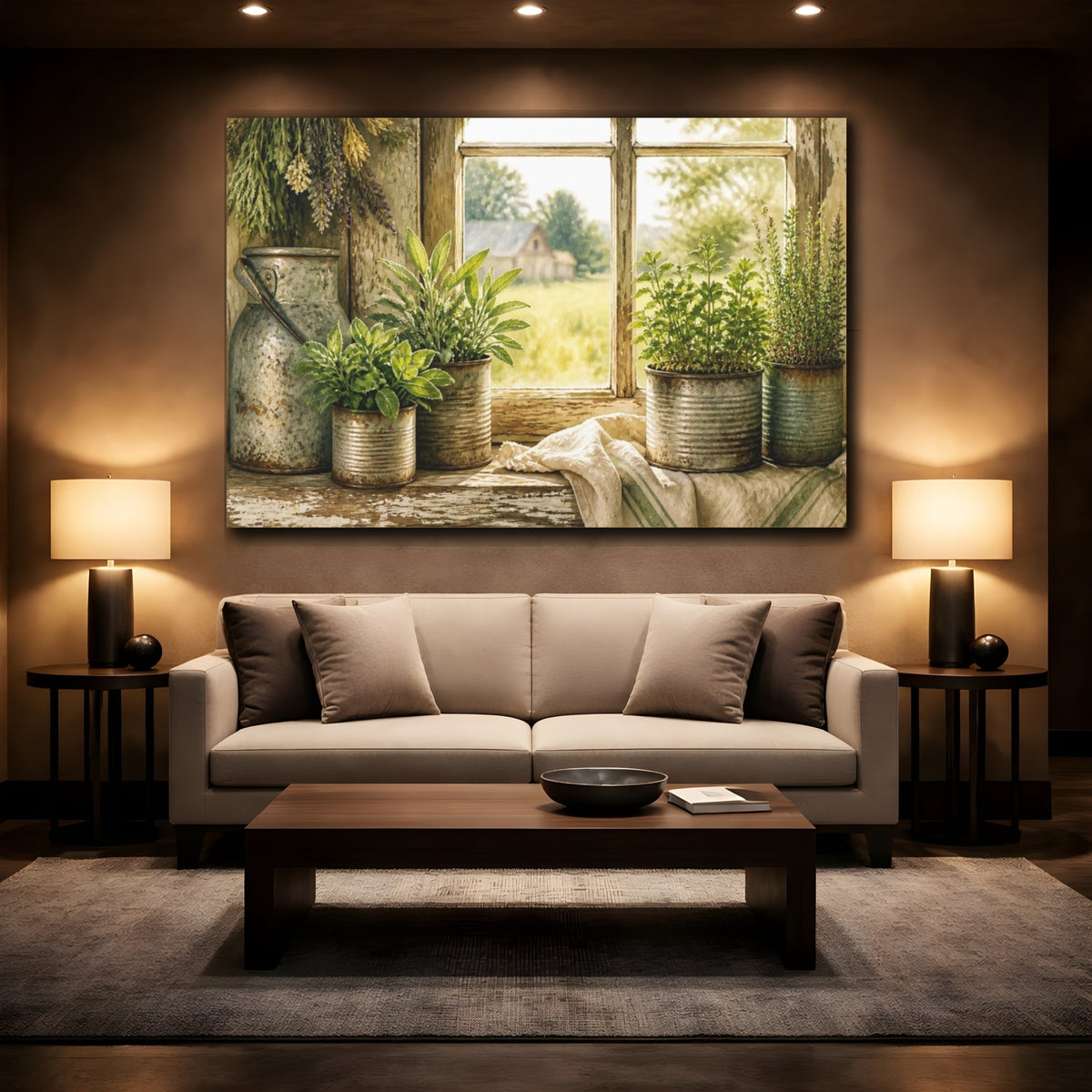 Mockup 2. Rustic Herb Tin Display shown as canvas print