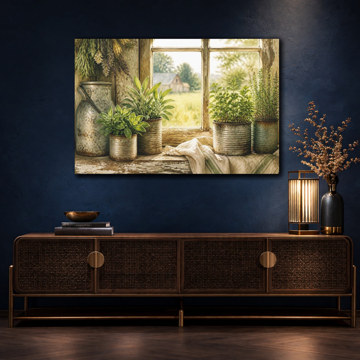 Mockup 4. Rustic Herb Tin Display shown as canvas print