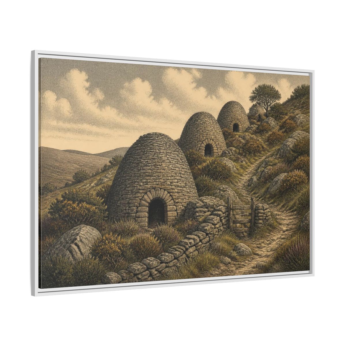 Side Mockup 7. Rustic Lime Kilns shown as framed canvas print