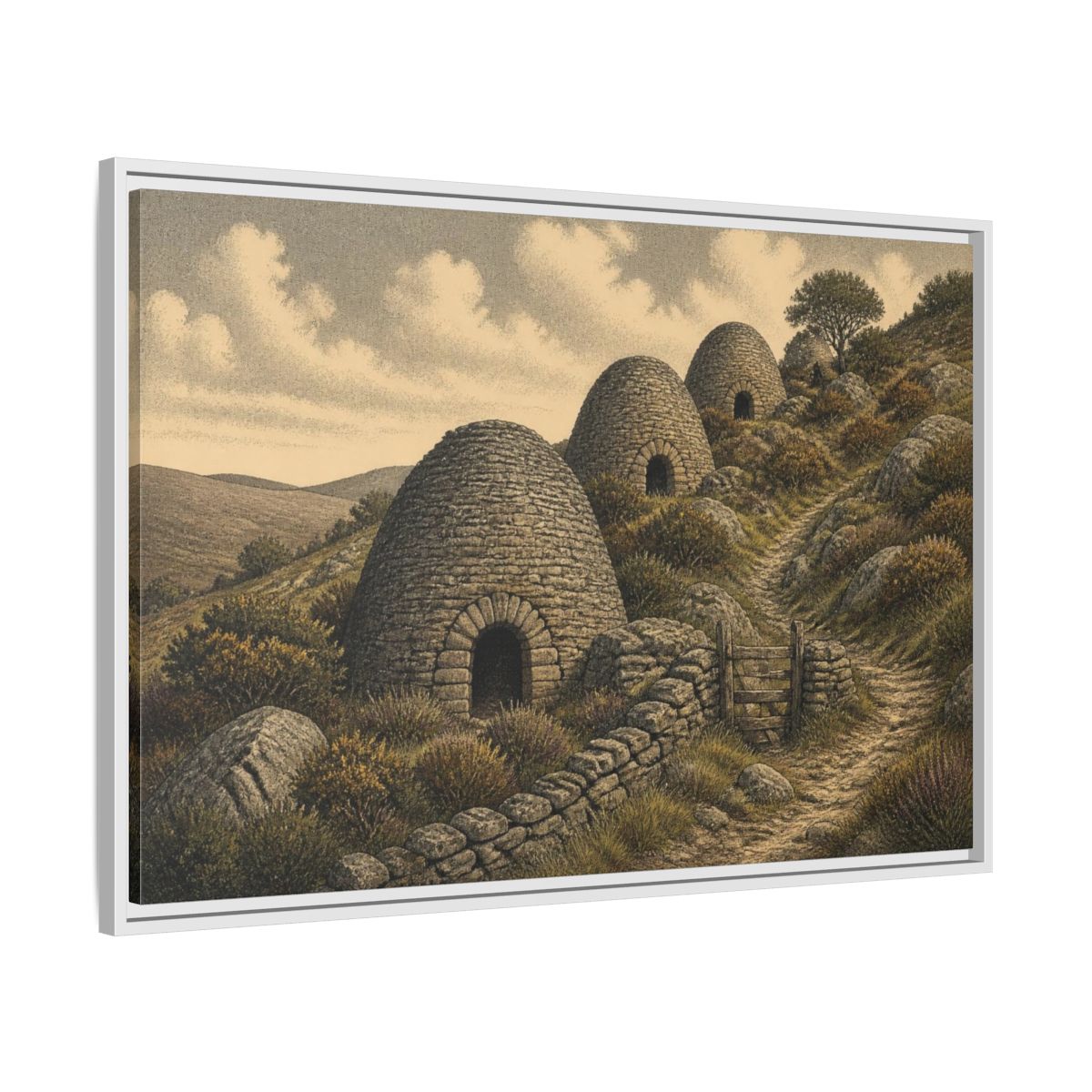 Side Mockup 9. Rustic Lime Kilns shown as framed canvas print