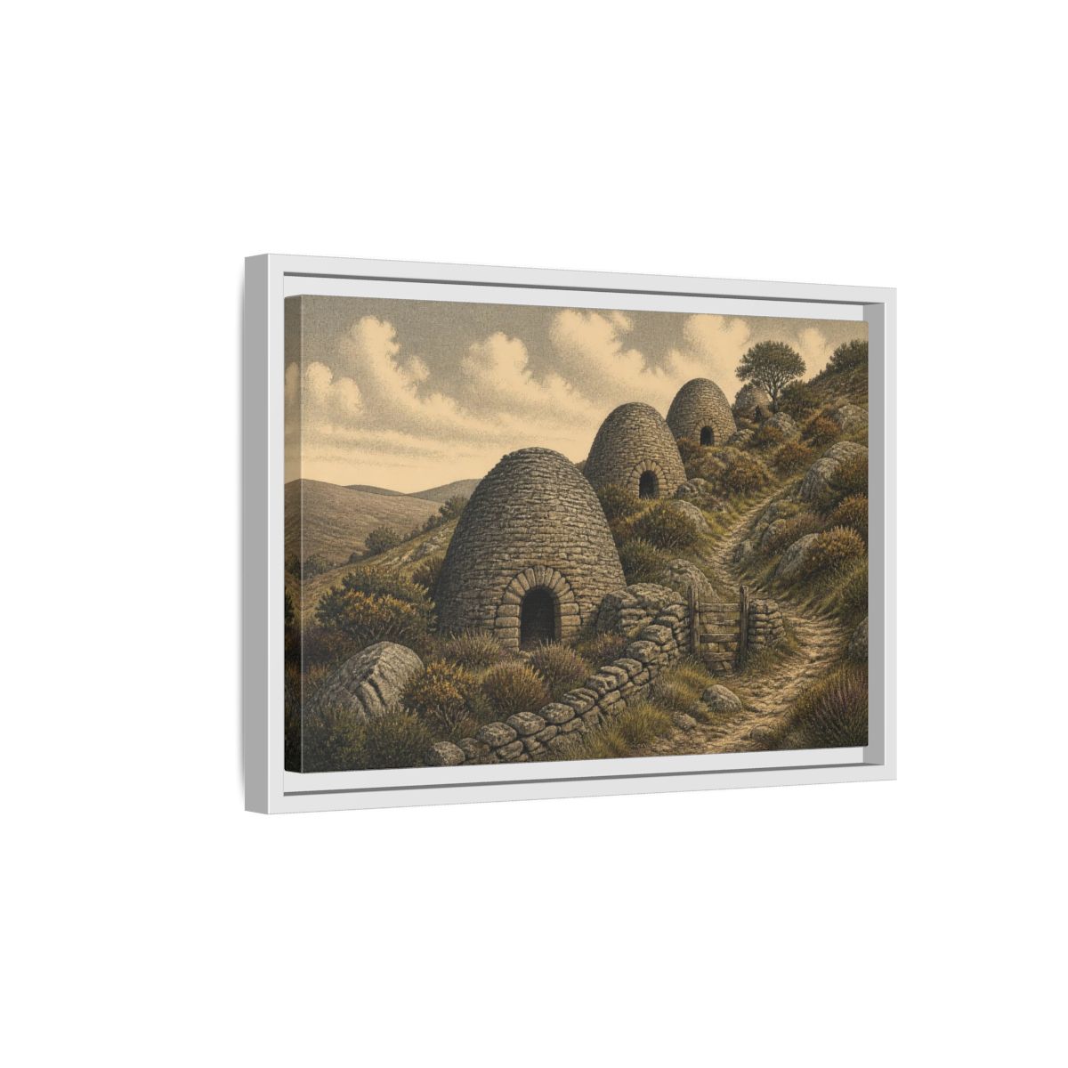 Side Mockup 4. Rustic Lime Kilns shown as framed canvas print