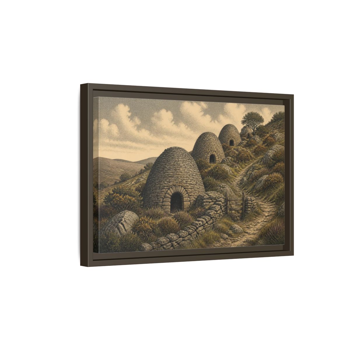 Side Mockup 5. Rustic Lime Kilns shown as framed canvas print