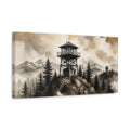 Side Mockup 3. Rustic Mountain Lookout Tower shown as canvas print