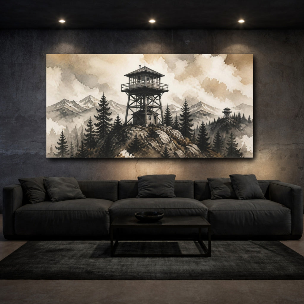 Mockup 3. Rustic Mountain Lookout Tower shown as canvas print