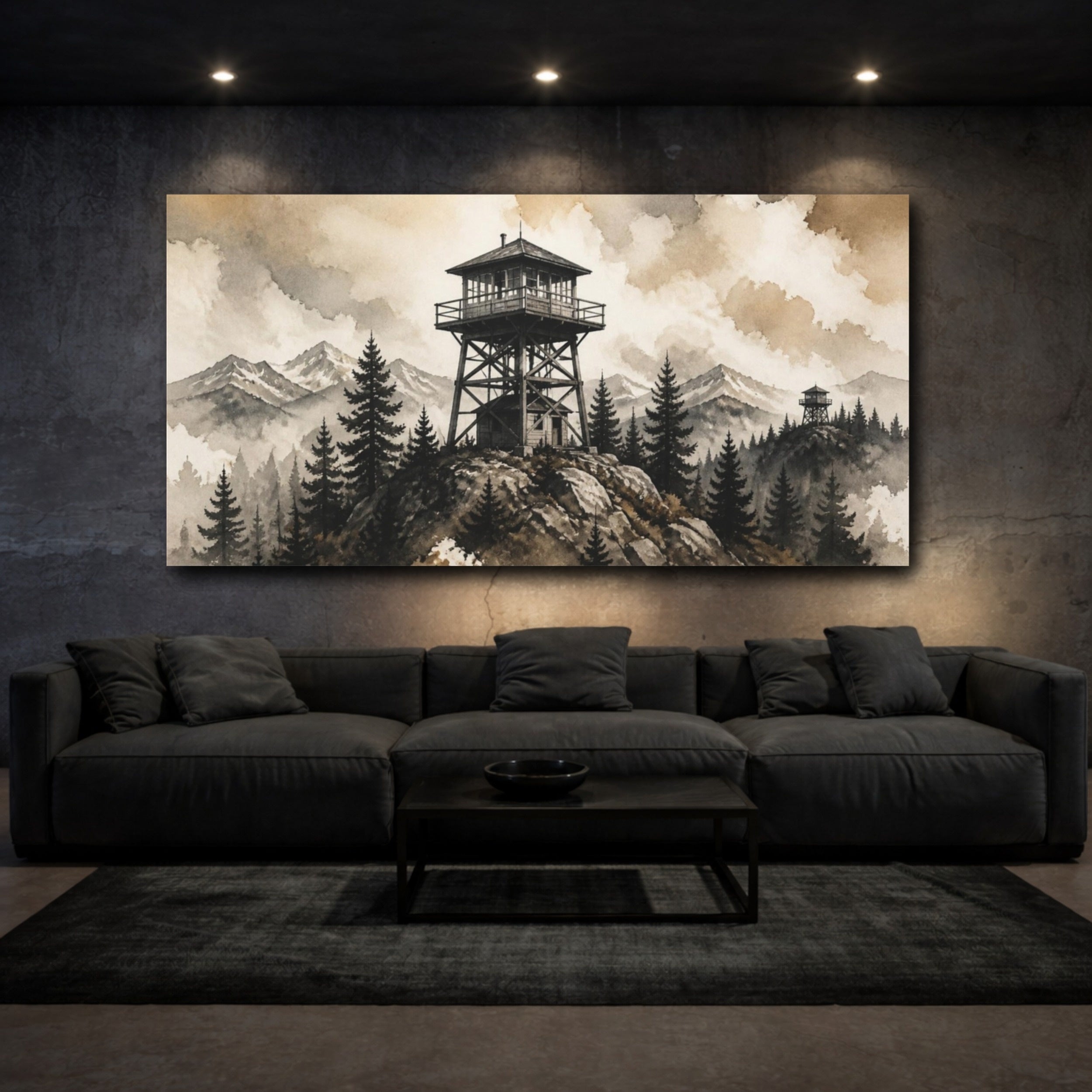 Mockup 3. Rustic Mountain Lookout Tower shown as canvas print