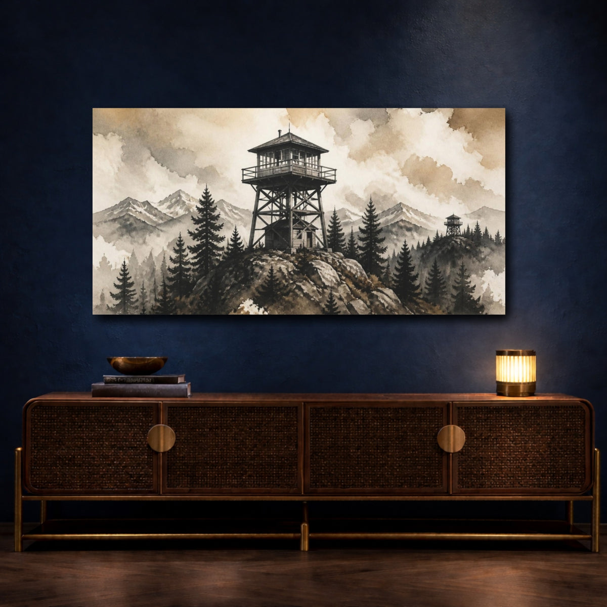 Mockup 4. Rustic Mountain Lookout Tower shown as canvas print