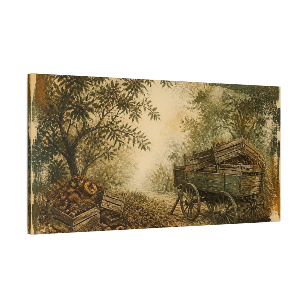 Main Mockup. Rustic Orchard Cart shown as canvas print