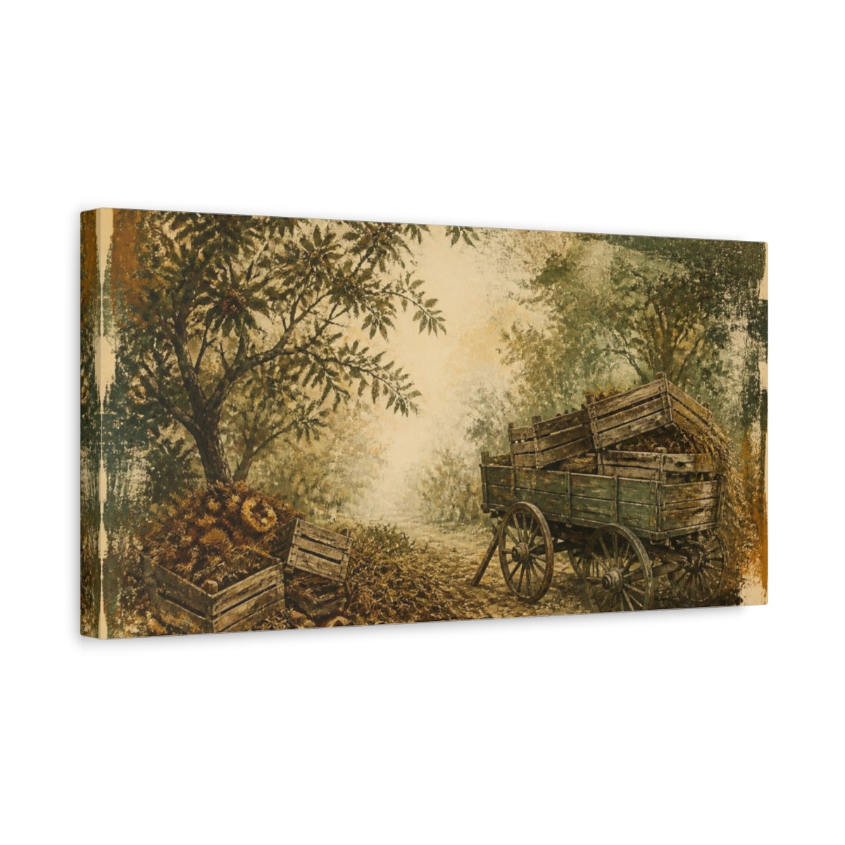 Side Mockup 3. Rustic Orchard Cart shown as canvas print