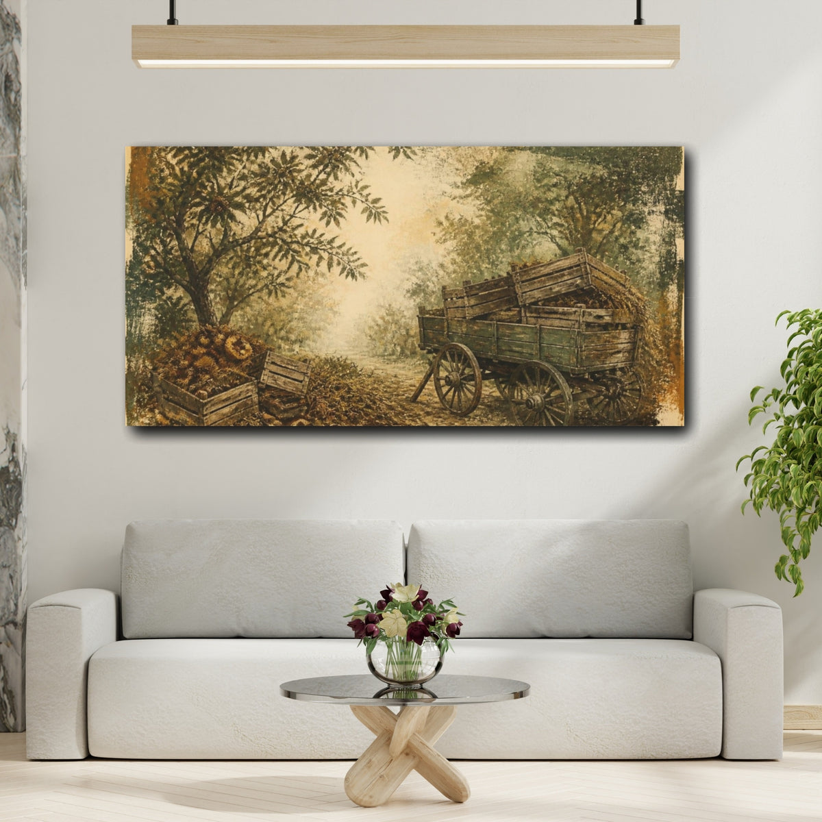 Mockup 2. Rustic Orchard Cart shown as canvas print