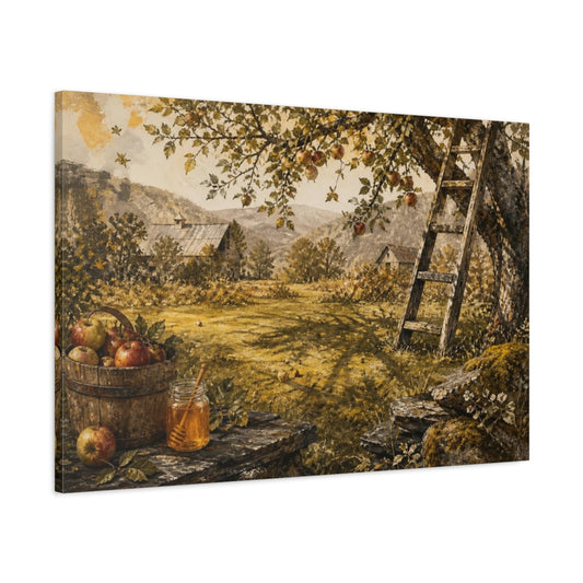 Main Mockup. Rustic Orchard Ladder shown as canvas print