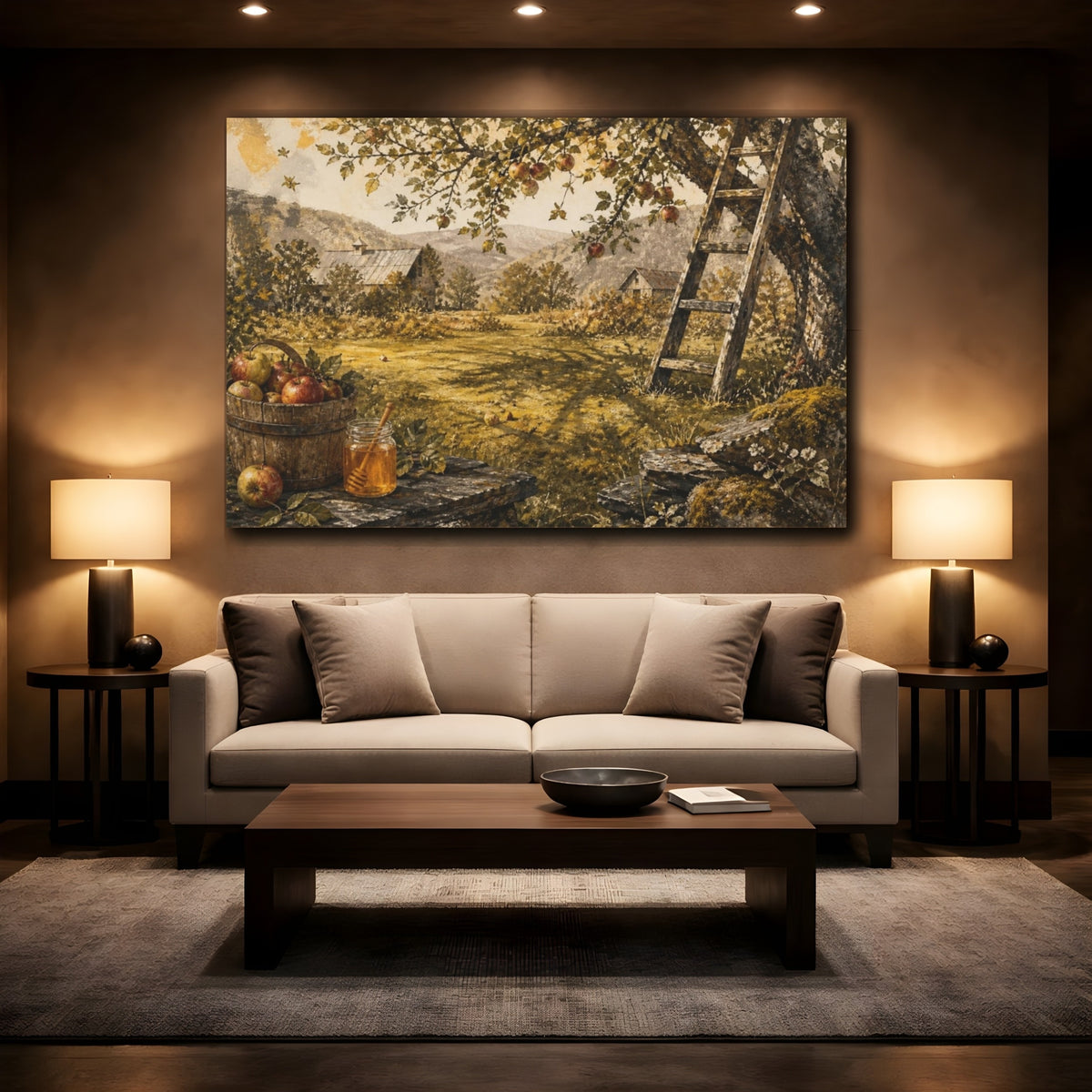 Mockup 2. Rustic Orchard Ladder shown as canvas print