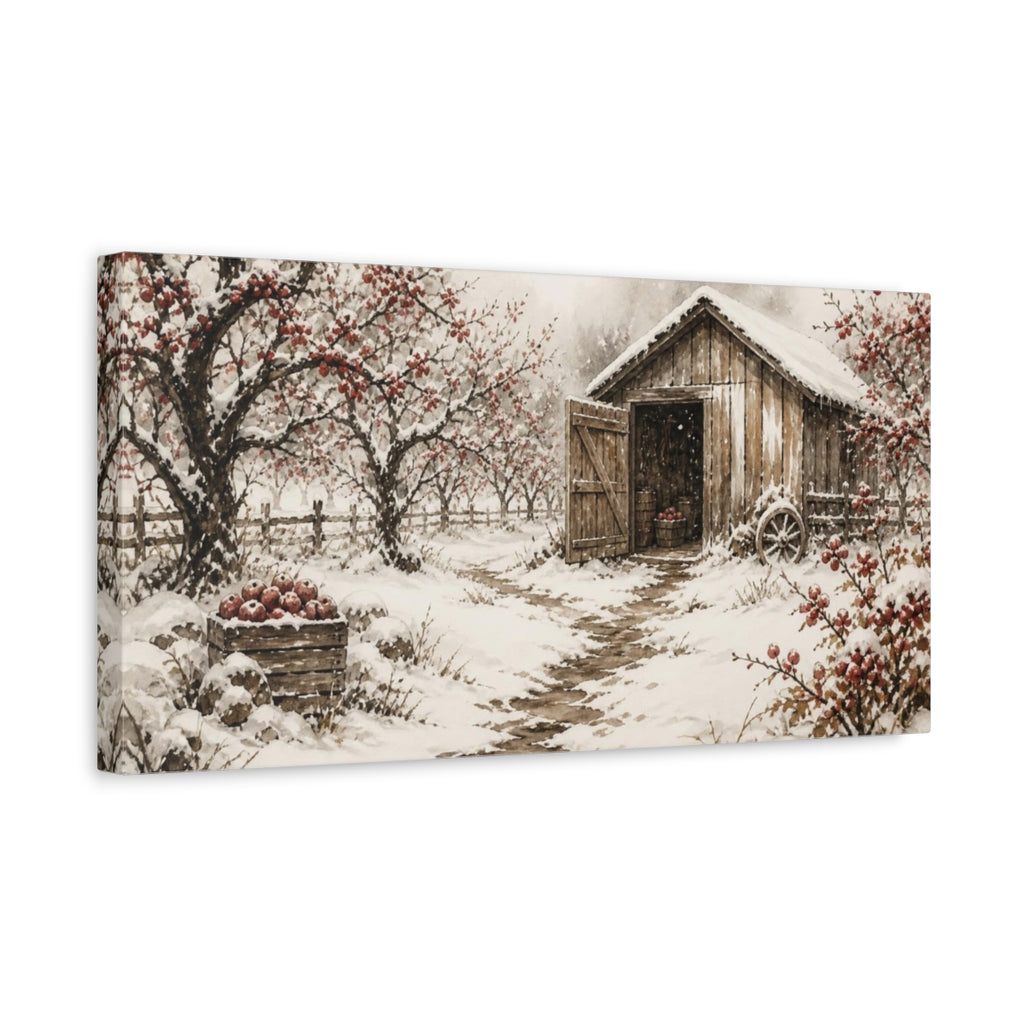 Side Mockup 3. Rustic Orchard Shed shown as canvas print