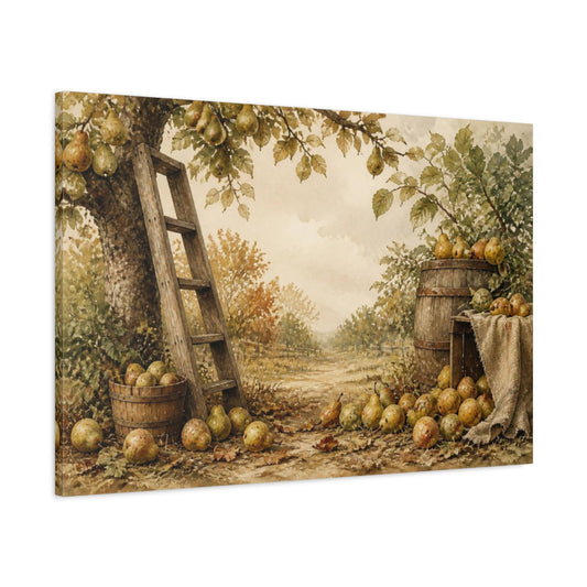 Main Mockup. Rustic Pear Harvest shown as canvas print