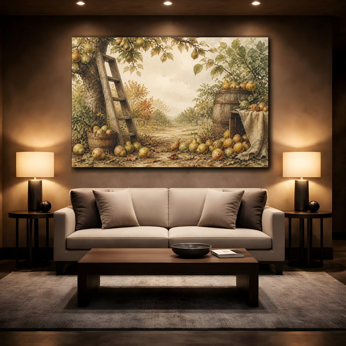 Mockup 2. Rustic Pear Harvest shown as canvas print