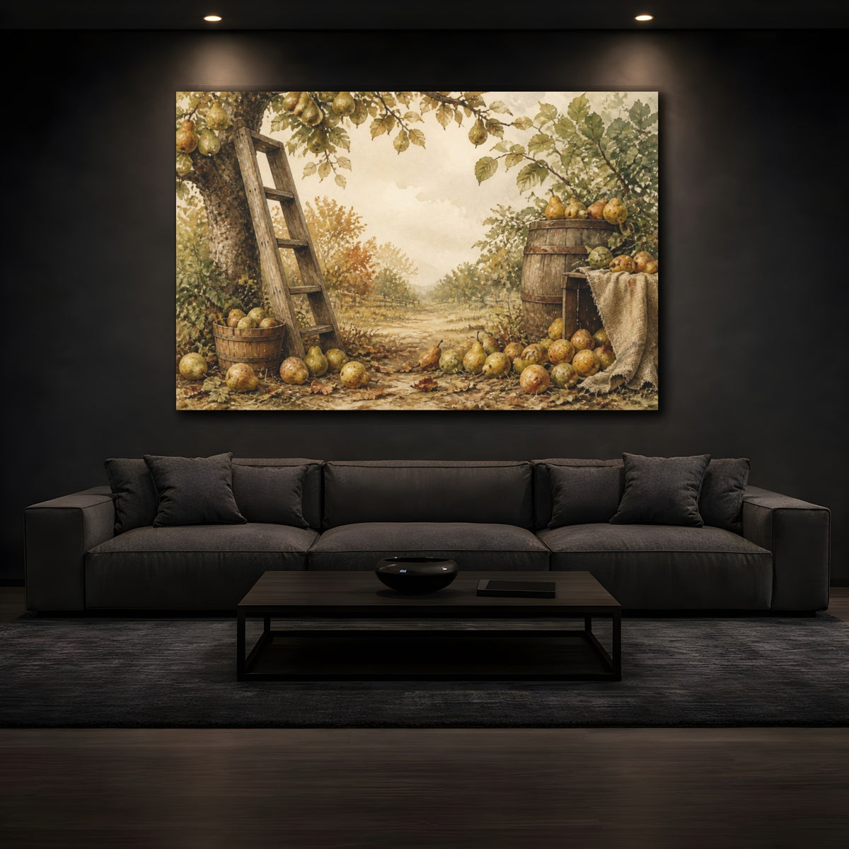 Mockup 3. Rustic Pear Harvest shown as canvas print
