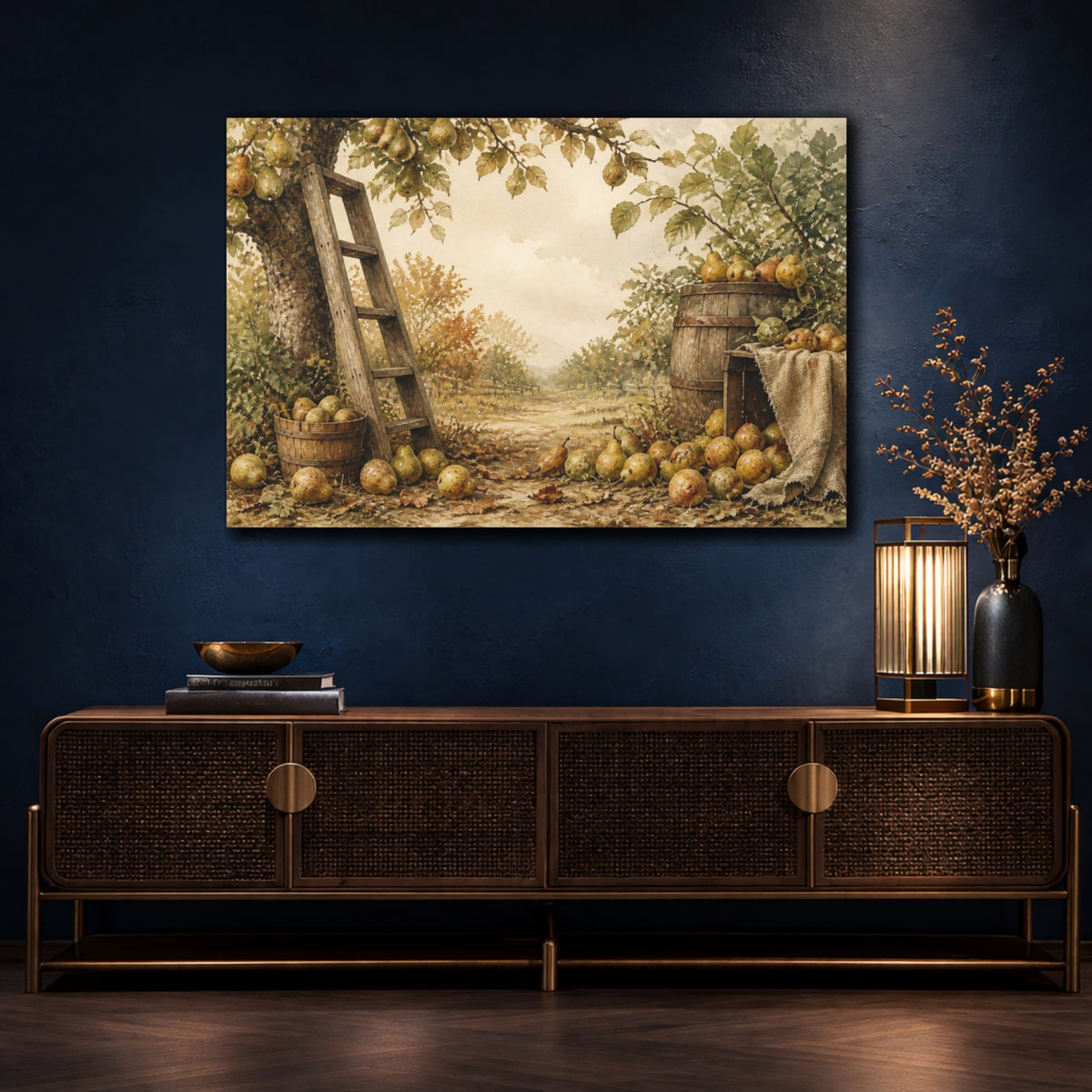 Mockup 4. Rustic Pear Harvest shown as canvas print
