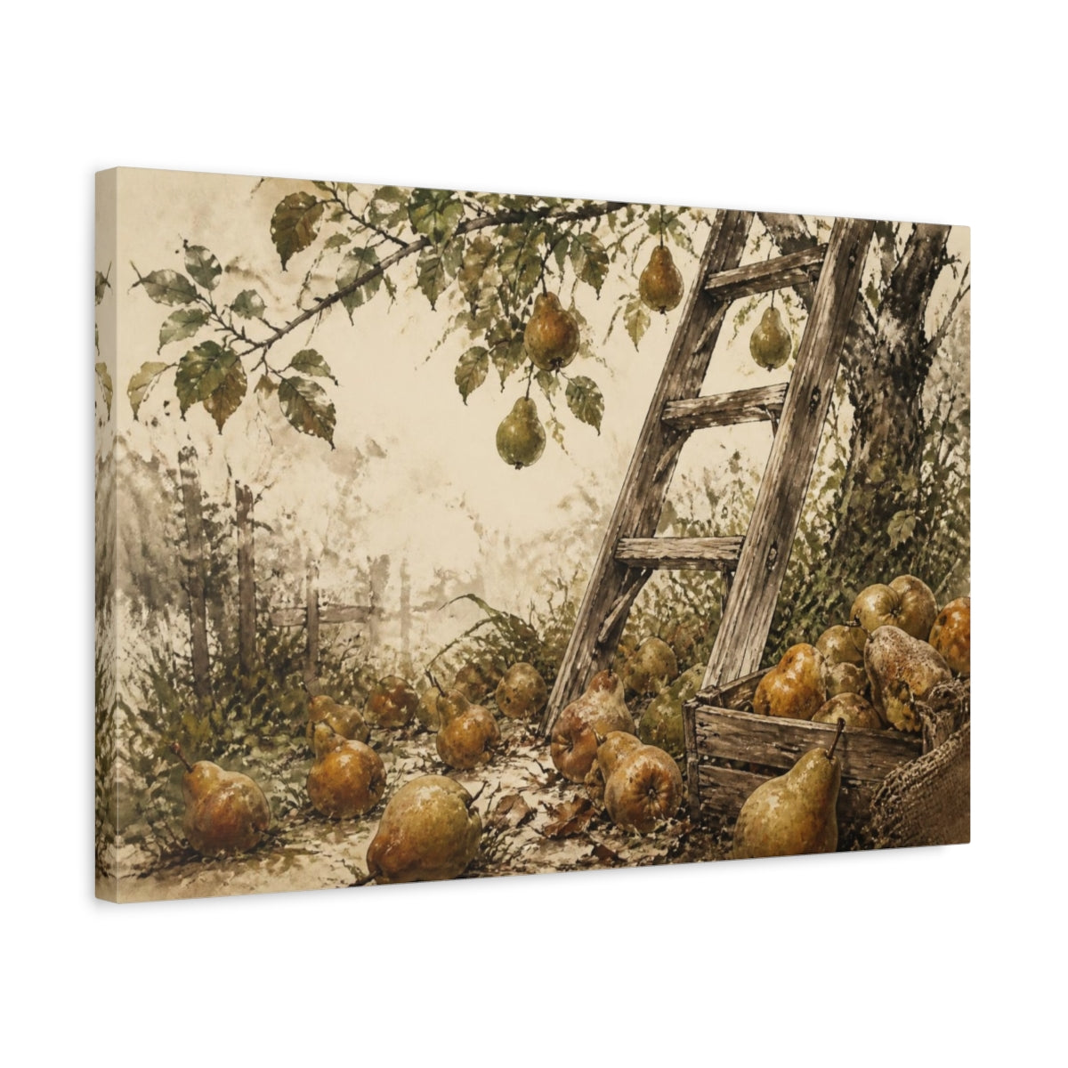 Side Mockup 3. Rustic Pear Ladder shown as canvas print