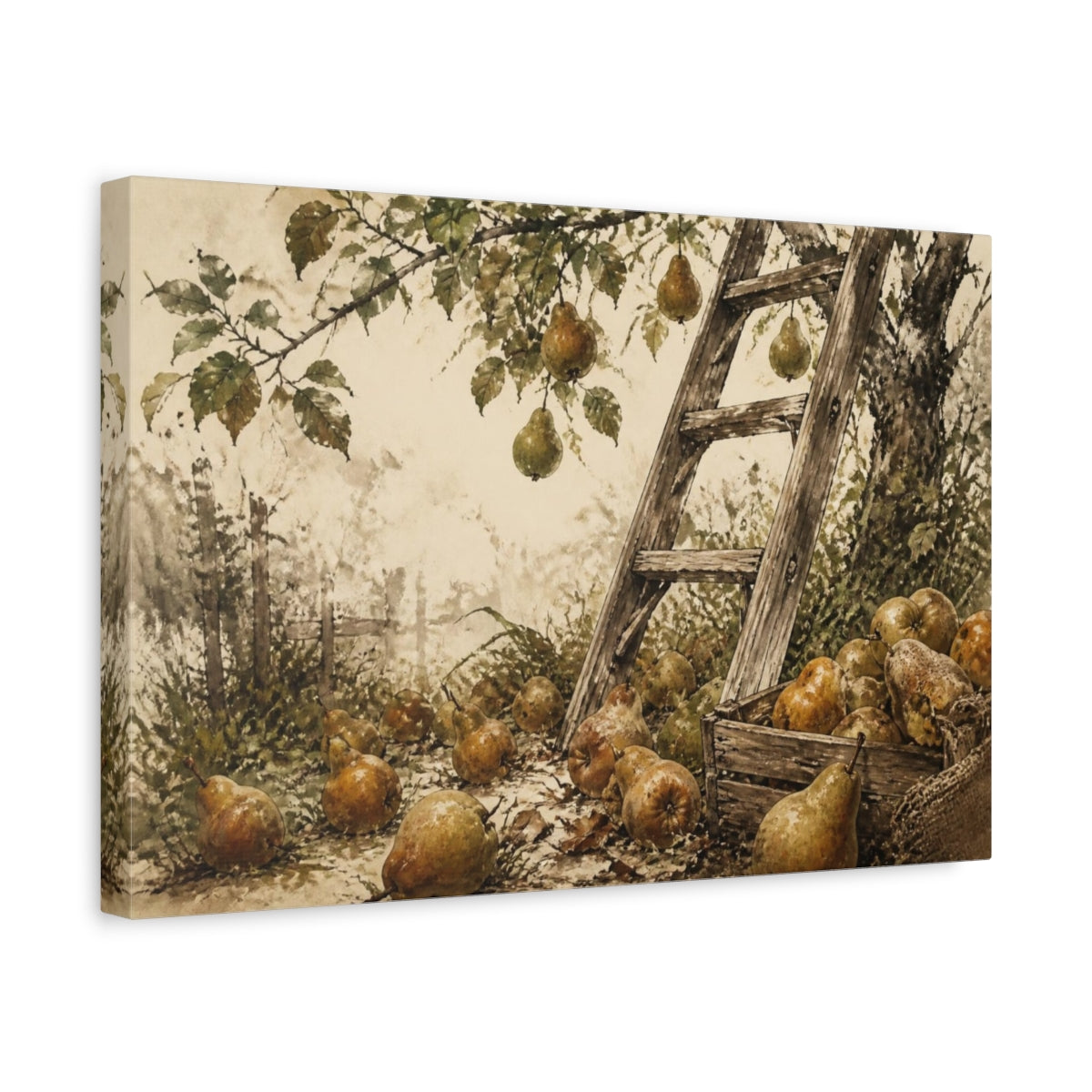 Side Mockup 4. Rustic Pear Ladder shown as canvas print