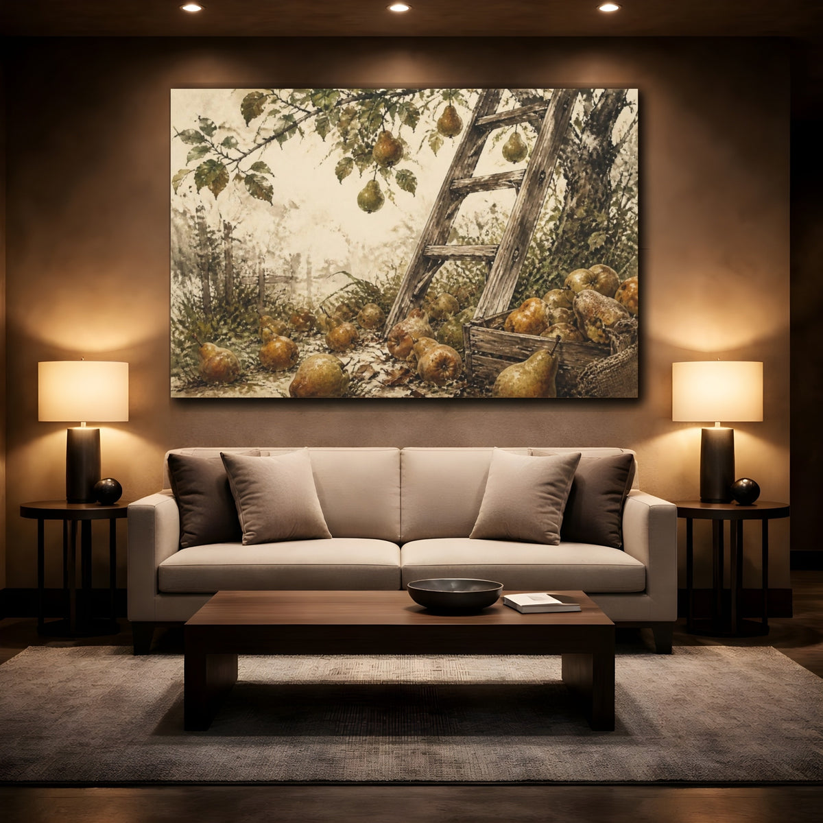 Mockup 2. Rustic Pear Ladder shown as canvas print