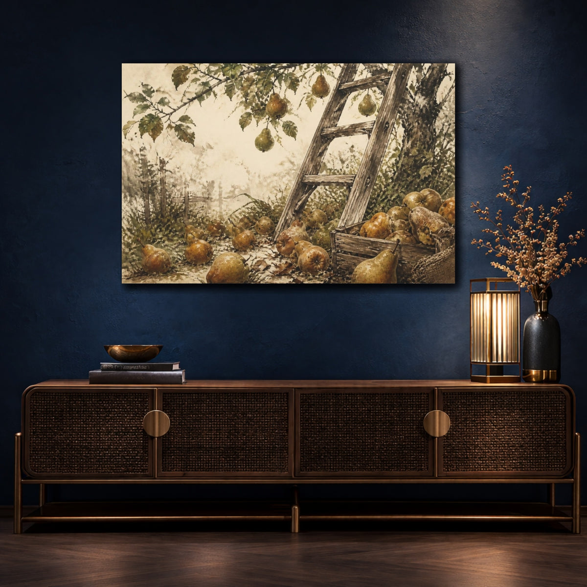 Mockup 4. Rustic Pear Ladder shown as canvas print