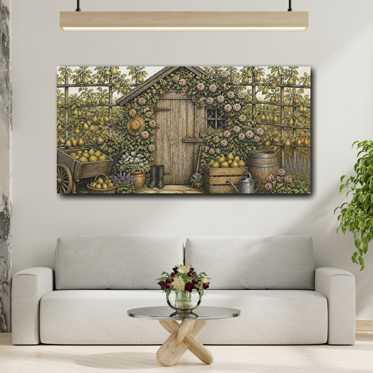 Mockup 2. Rustic Pear Shed shown as canvas print